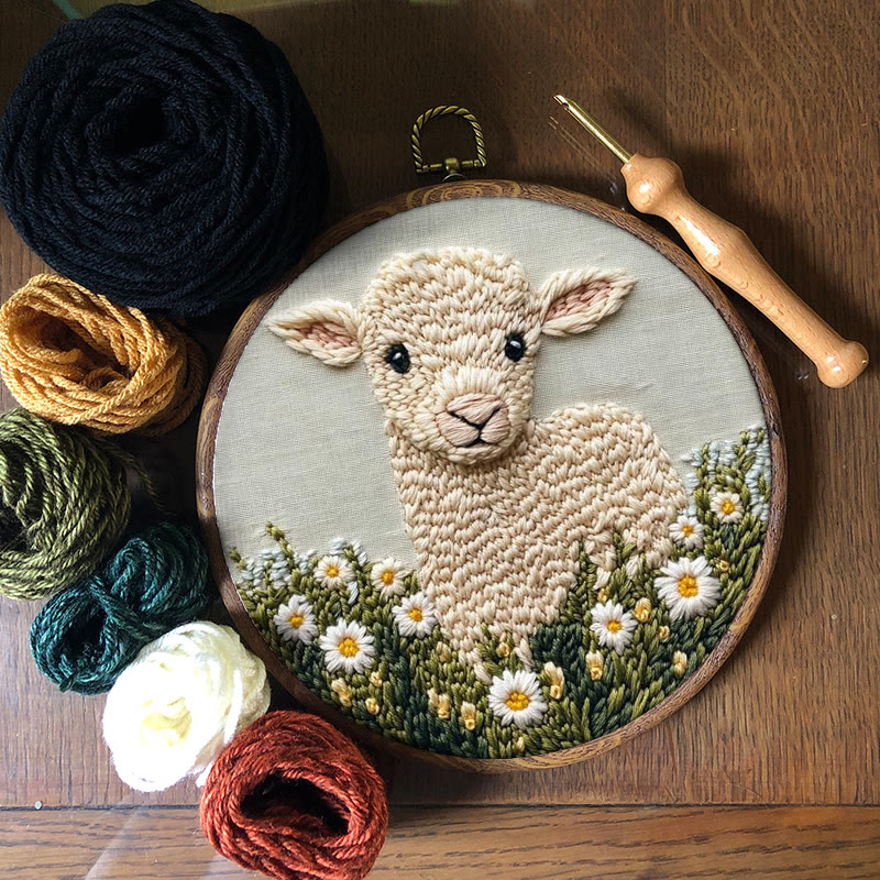 Little Lamb Punch Needle Kit - Daisies Pattern Craft | Perfect For Beginners - image 9