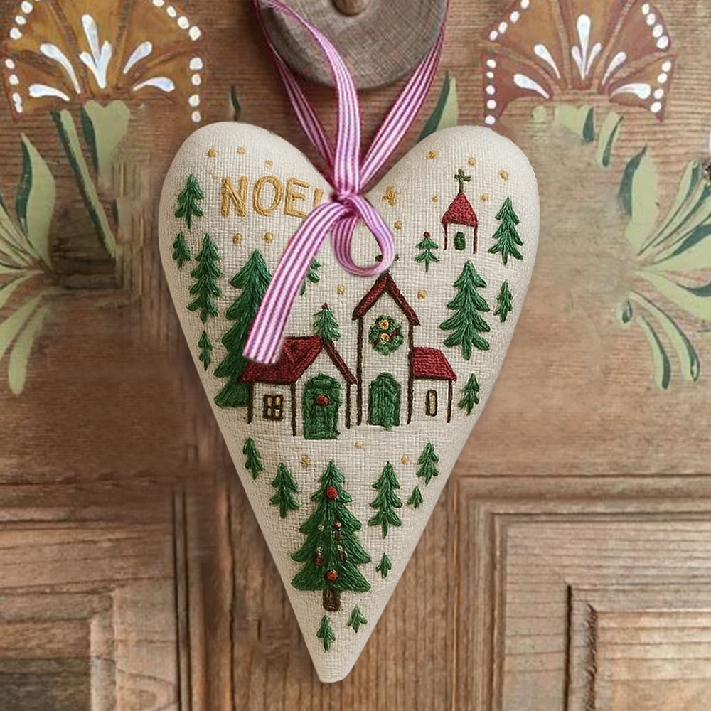 Rubbyoo Heart Embroidery Kit - Church | Christmas Decoration | Handmade Needle Artwork - image 4