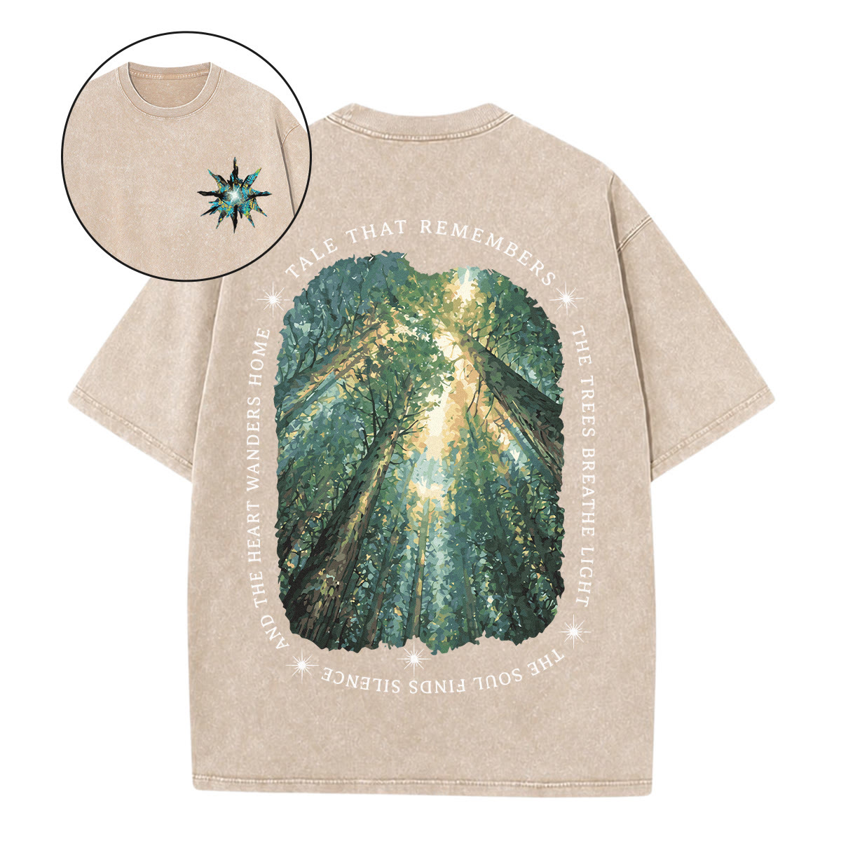 Rubbyoo Tale That Remembers Nature-inspired Double Sided Unisex Washed T-shirt  - Apricot - 5XL - image 15