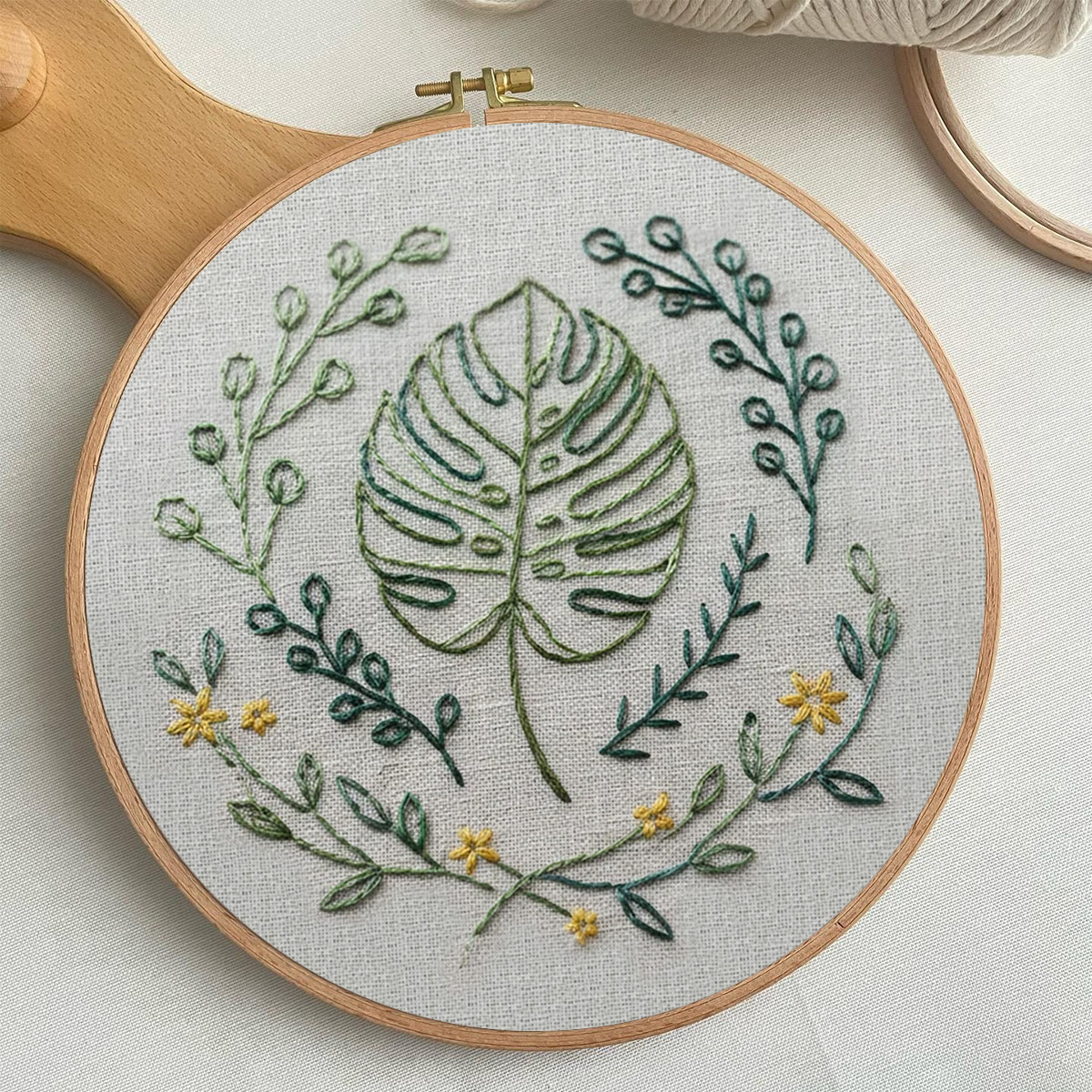 Rubbyoo Embroidery Kit - Plant Leaves | Diy Handmade Craft For Beginner | Nice Desk Decor - image 6