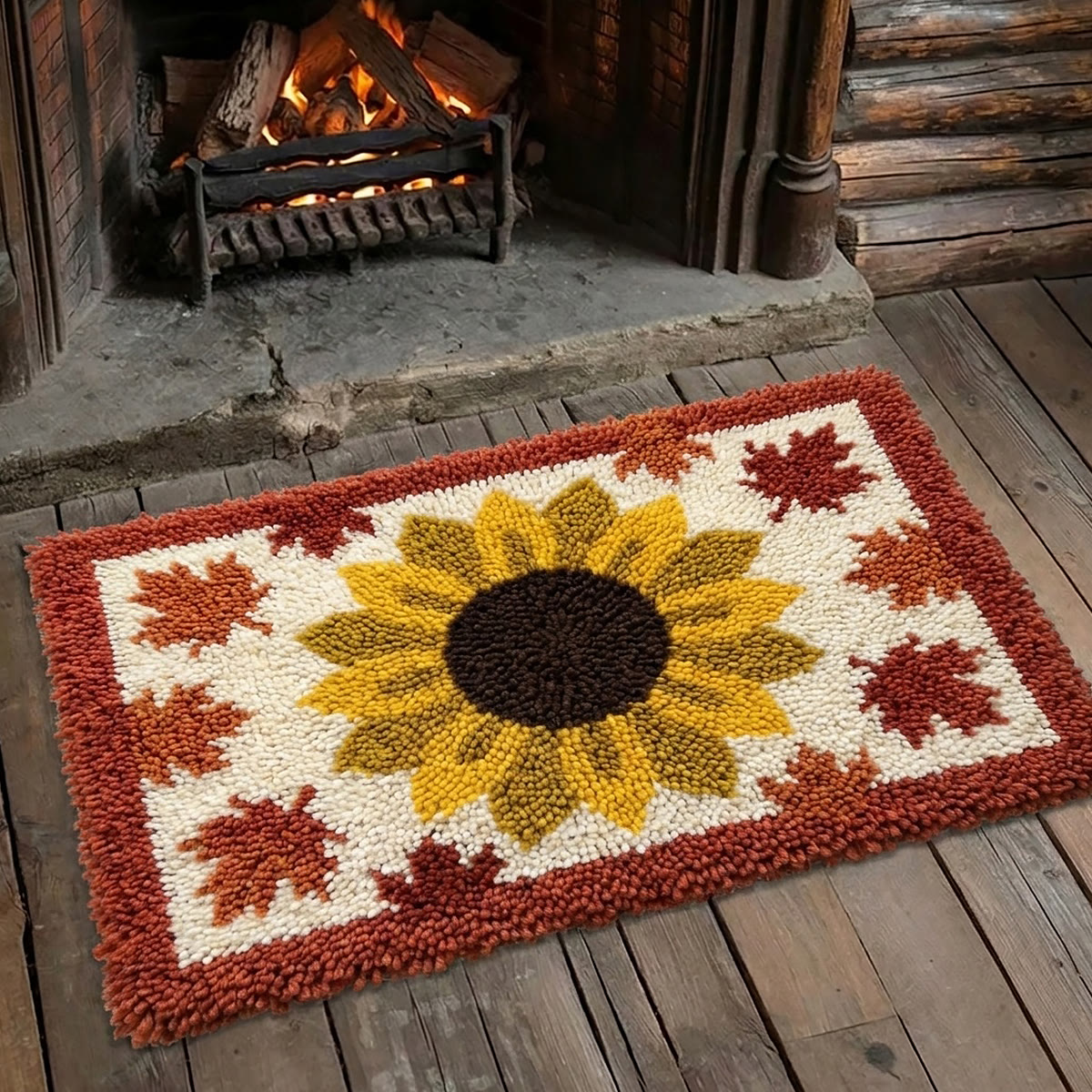 Rubbyoo Latch Hook Rug Kit - Golden Sunflower And Leaves | Cozy Farmhouse Home Decor | Charming Handmade Botanical Art - image 7