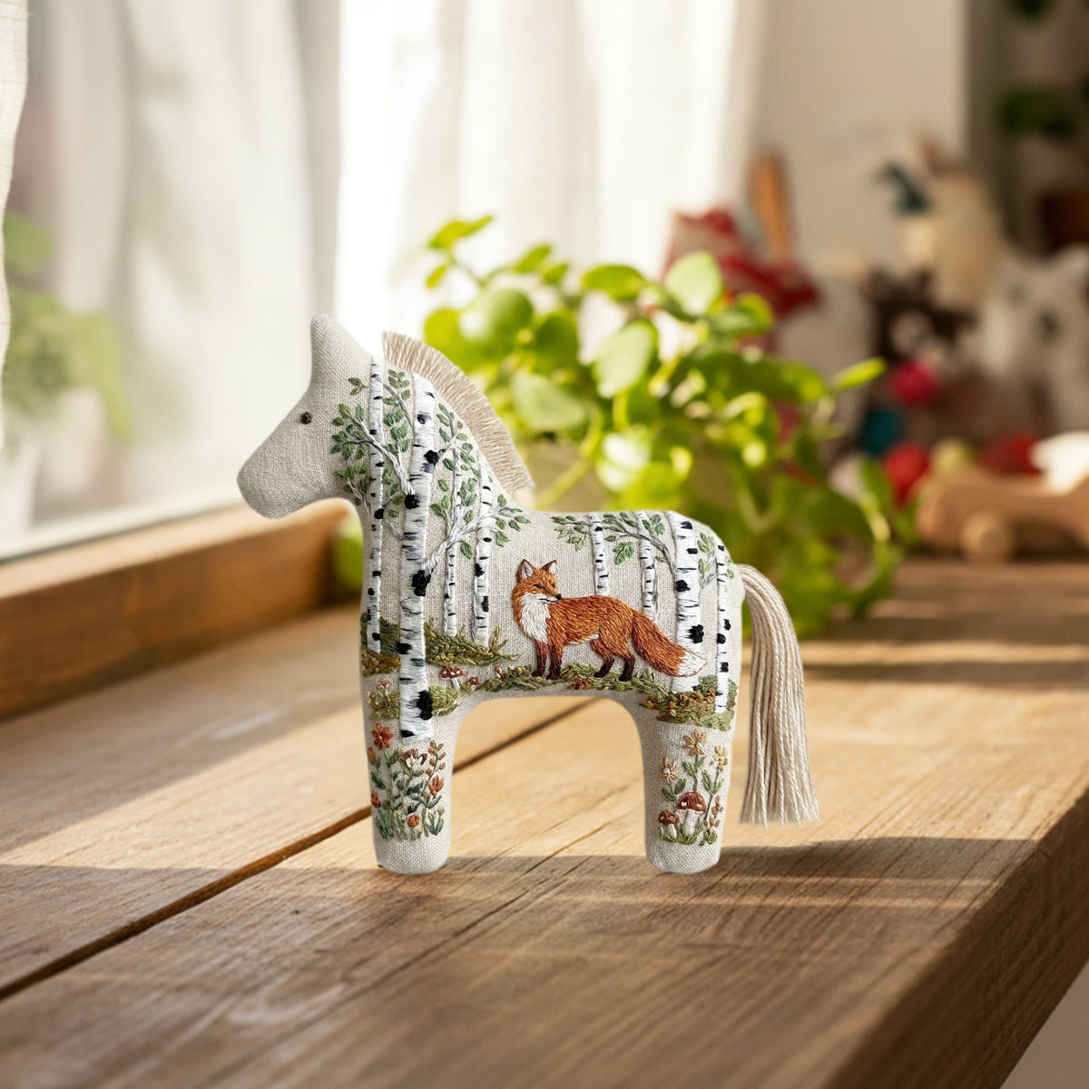 Rubbyoo Dala Horse Embroidery Kit - Fox And Birch Forest | Unique Birthday Gift For Her | Boho Forest Hanging Accessory - image 4