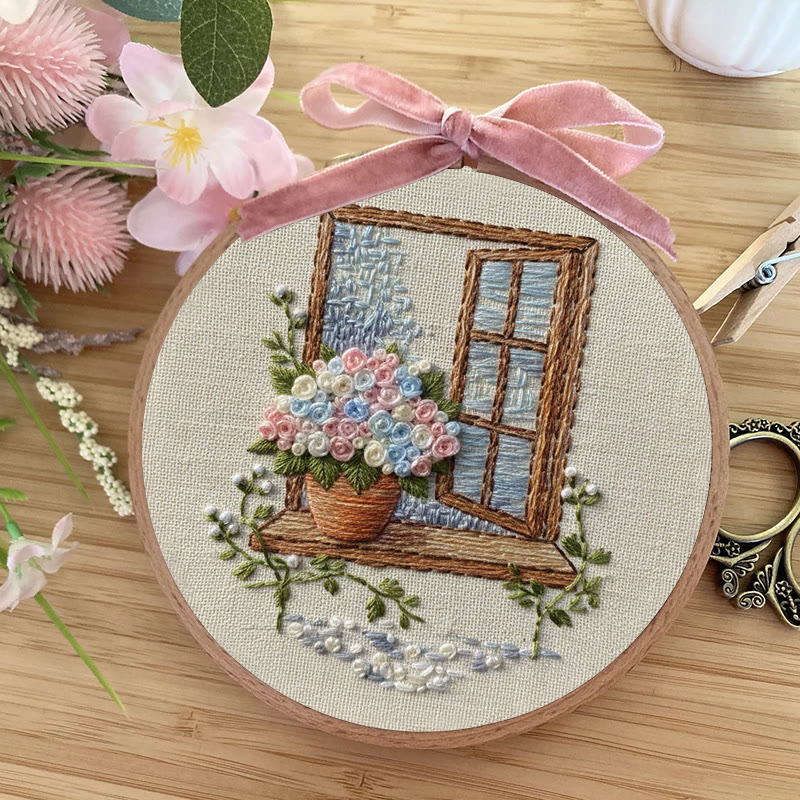 Rubbyoo Embroidery Kit - Charming Window | Handmade Hoop Art | Housewarming Gift Idea - image 5