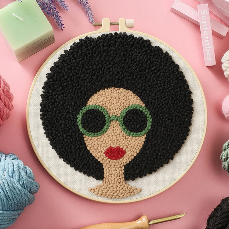 Fashionable Woman Punch Needle Kit - Needle Craft  For Beginners | Diy Wall Hanging - image 6