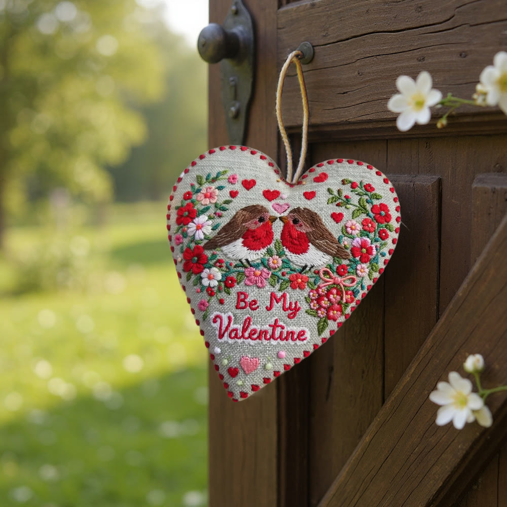 Rubbyoo Heart Embroidery Kit - Twin Robin With Lettering | Romantic Handstitched Diy | Sweet Valentine Gifting Choice - image 4