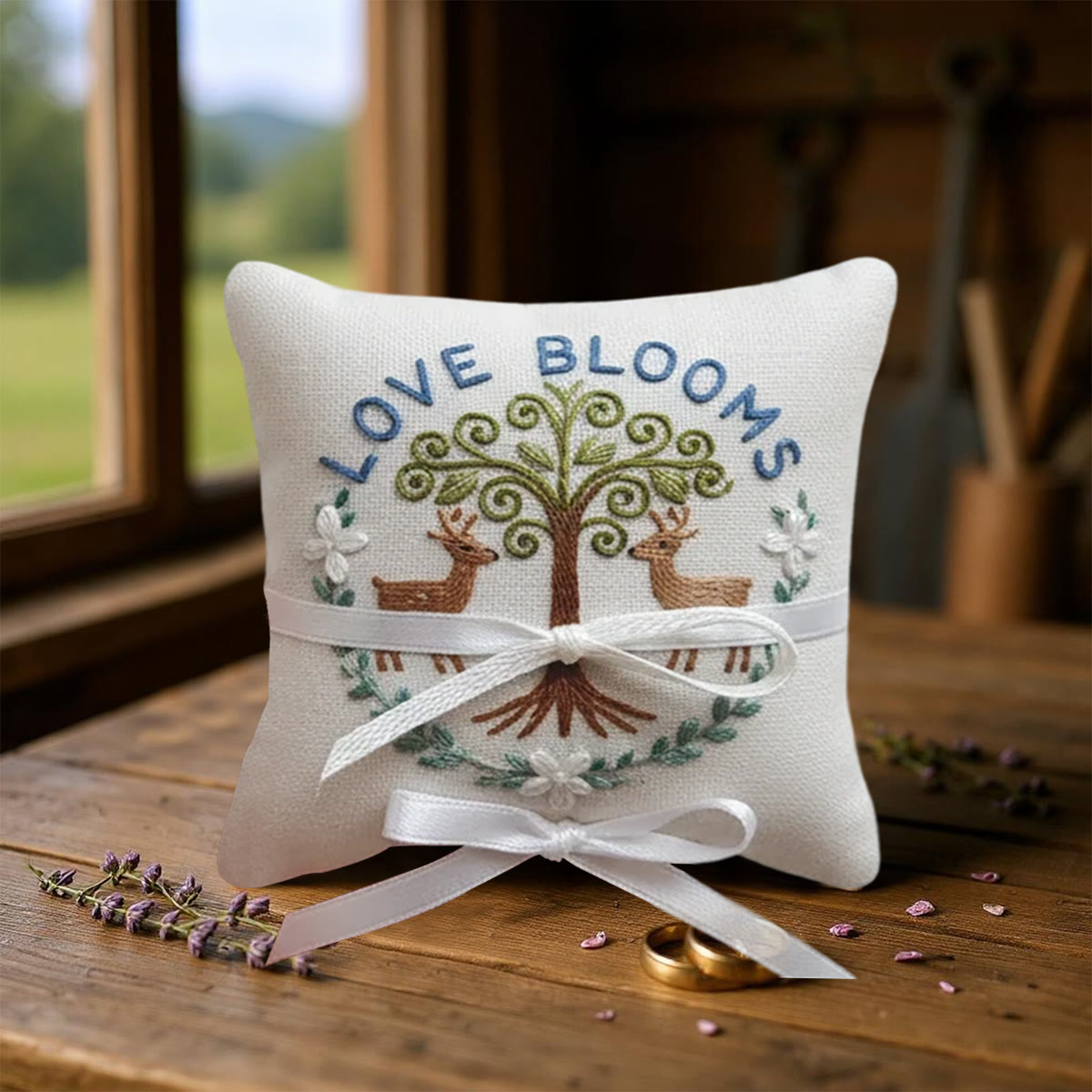 Rubbyoo Personalized Ring Bearer Pillow Embroidery Kit - Tree And Deer Emblem | Embroidered Gift Piece | Key Holiday Commemorations - image 10