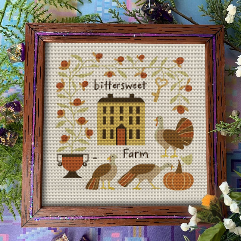 Cross Stitch Kit - Bittersweet Farm | Fall Home Ornament | Halloween Pumpkin Craft  - image 7