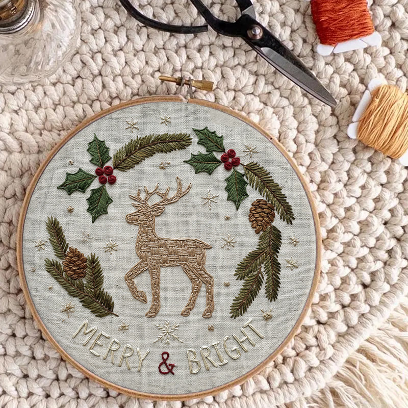 Rubbyoo Embroidery Kit - Holly Reindeer | Home Hanging Ornament | Needle Holiday Gift  - image 5