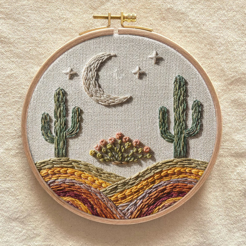 Rubbyoo Embroidery Kit - Night Cactus | Beginner-friendly Needle Art | Diy Home Decor - image 8