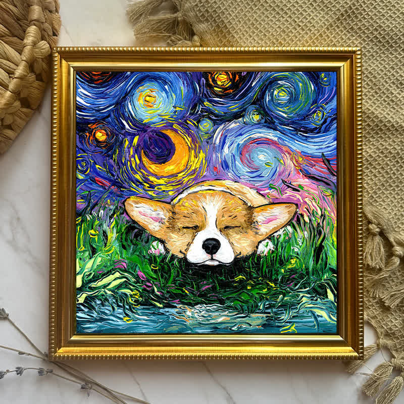 Sleeping Pembroke Welsh Corgi Dog - Wooden Jigsaw Puzzle