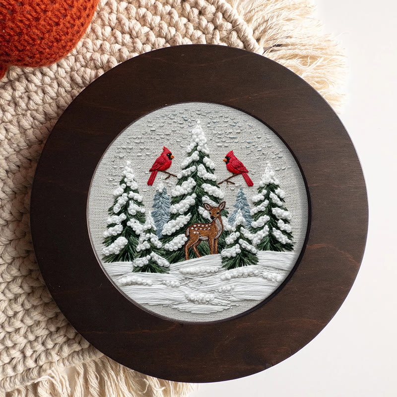 Rubbyoo Embroidery Kit - Snowy Forest | Christmas Cardinals Handicraft | Winter Landscape Art  - image 10