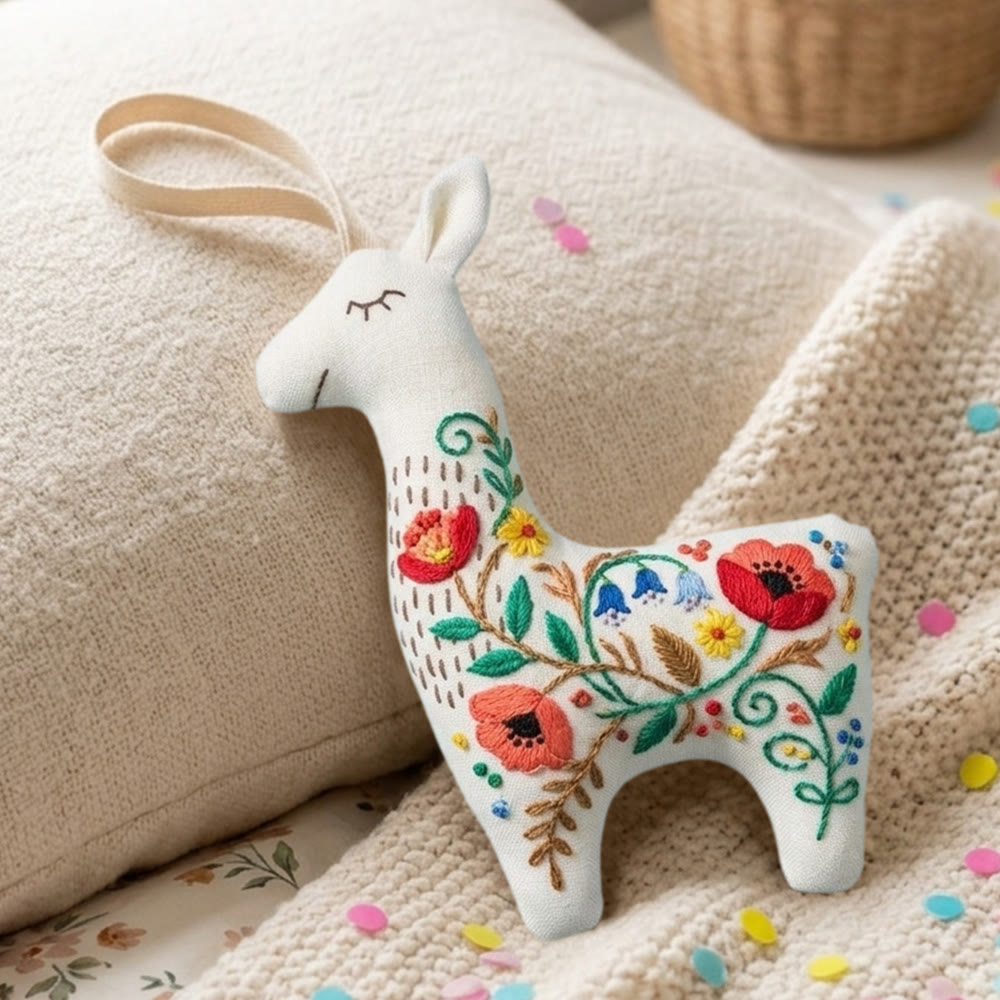 Rubbyoo Llama Embroidery Kit - Red Poppy Design | Unique Gift Idea | Wall Hanging Decor - image 5