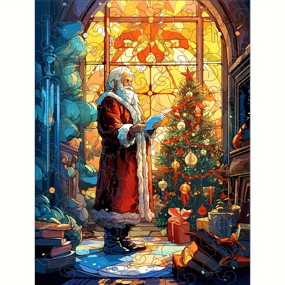 Christmas Thanksgiving Window Santa Claus - Wooden Jigsaw Puzzles