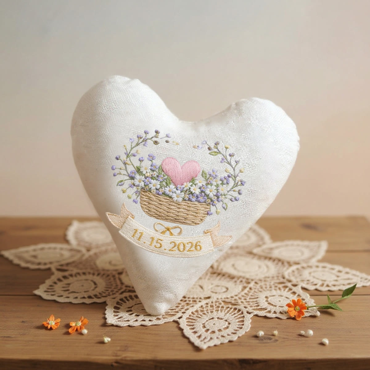 Rubbyoo Heart Embroidery Kit - Flower Basket Date-themed Design | Warm Handmade Diy | Anniversary Gifting Pick - image 4