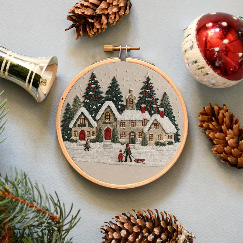Rubbyoo Embroidery Kit - Christmas Cabin Sledding Scene | Heartwarming Indoor Decor | Exquisite Stitch - image 7