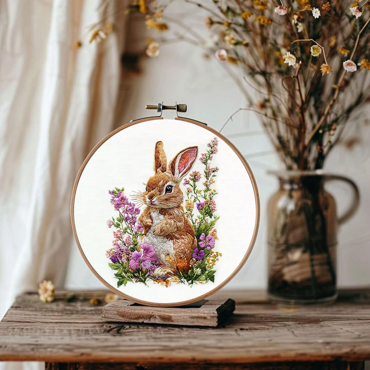 Rubbyoo Embroidery Kit - Bunny In Blooming Garden | Handcrafted Nature Art | Ideal For Animal Lovers - image 10