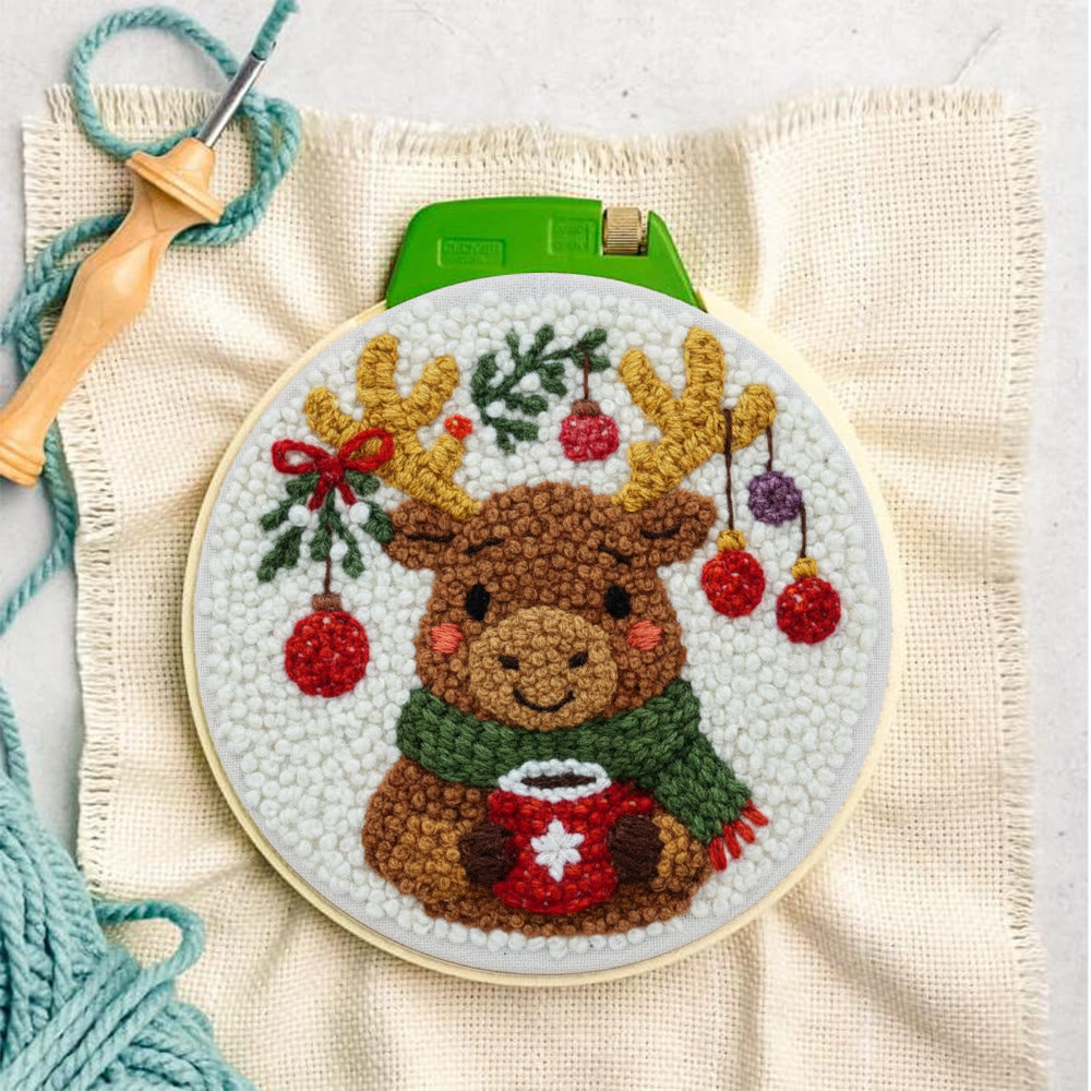 Cozy Christmas Moose Punch Needle – Embroidery Craft Set | Warm Winter Decor - image 6