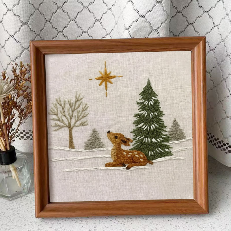 Rubbyoo Embroidery Kit - Deer In The Snow | Christmas Handmade Artwork | Perfect Gift For Home Decor - Embroidery Kit Plus An Extra Frame - image 10