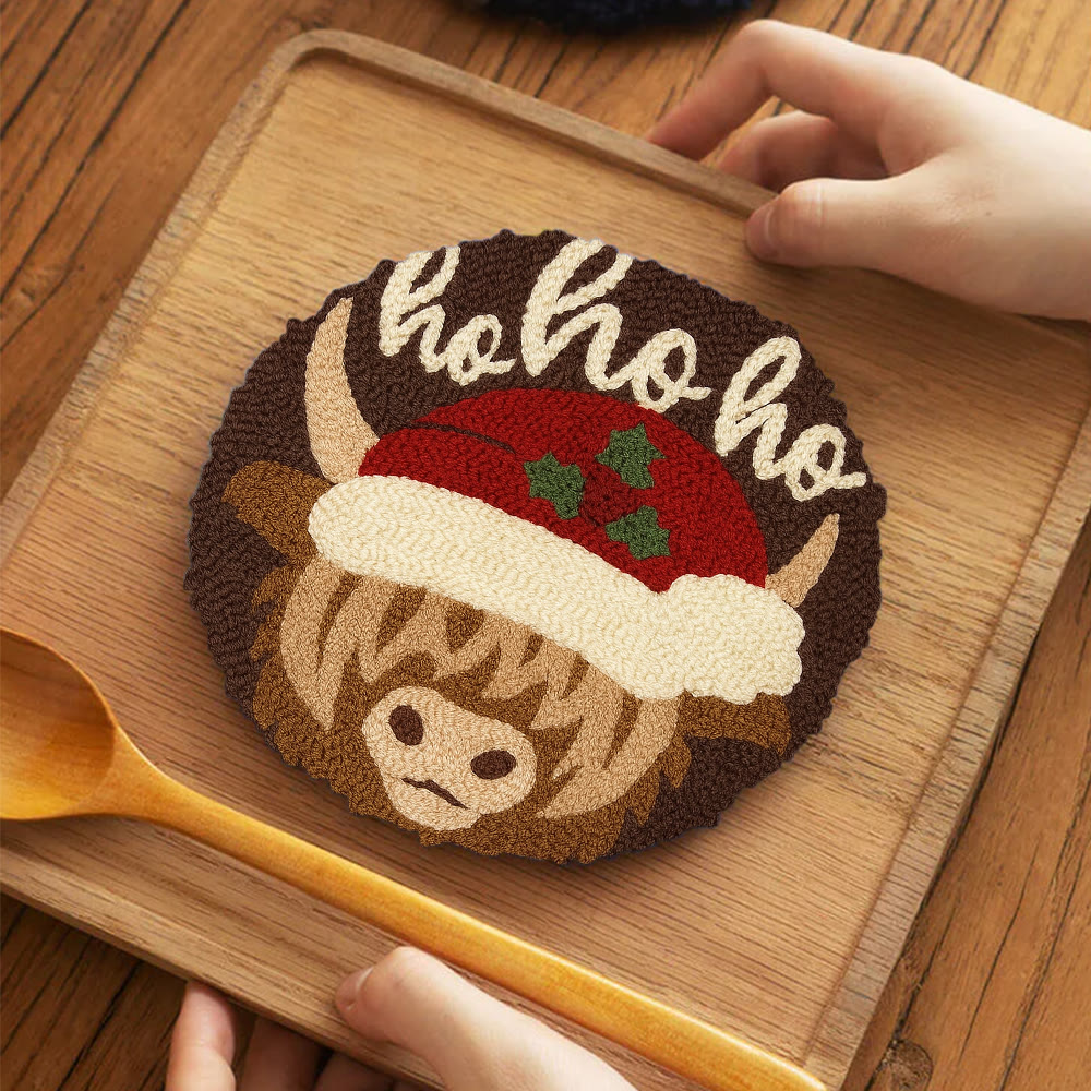 Christmas Highland Cow Punch Needle Kit - Diy Door Decor | Easy Handicraft For Adults - image 12