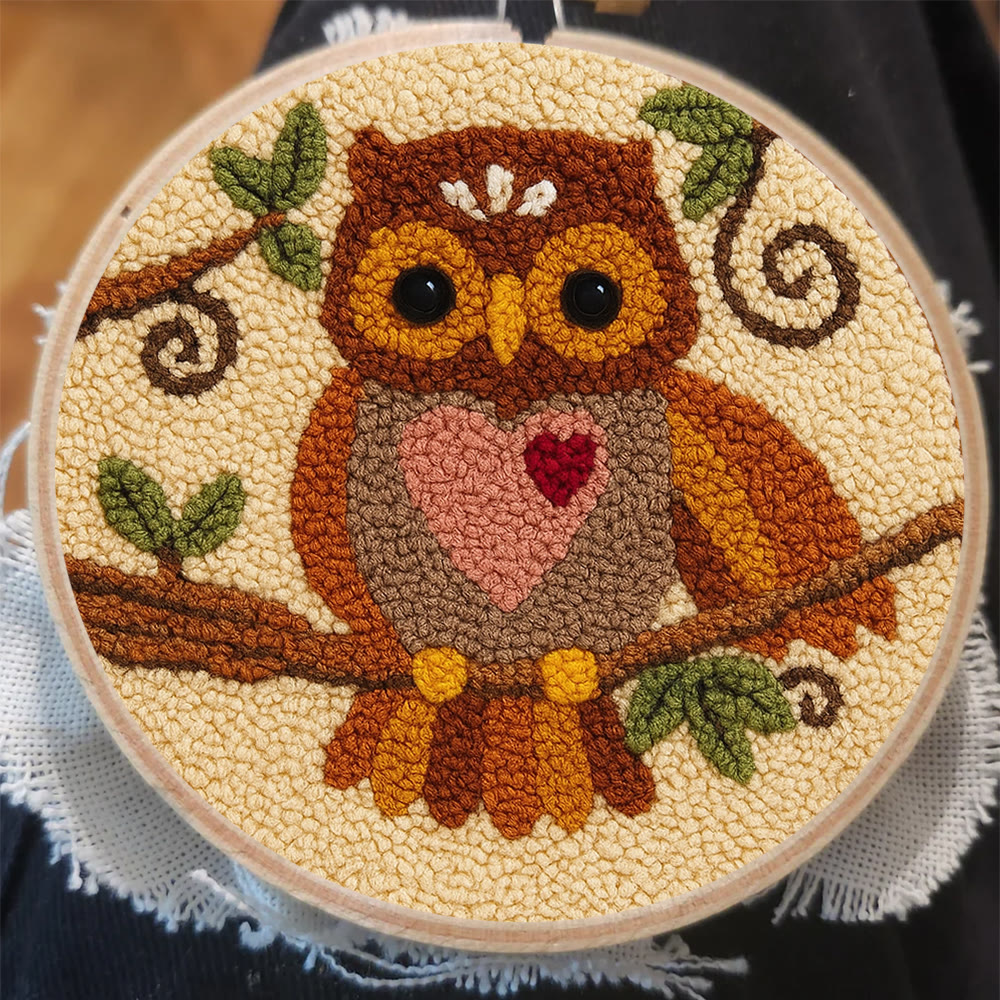 Heart Owl Punch Needle Kit - Diy Beginner | Whimsical Home Handmade - image 9