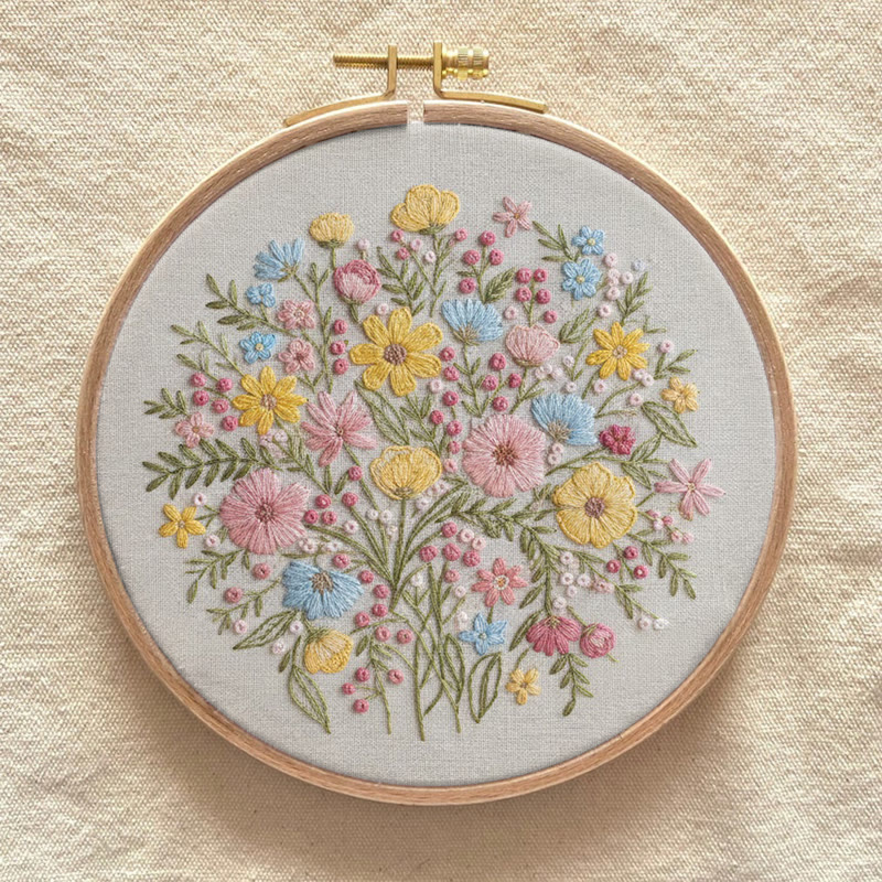 Rubbyoo Embroidery Kit - Colourful Flowers | Easy Stitch Craft | Unique Handmade Gift For Her - image 8