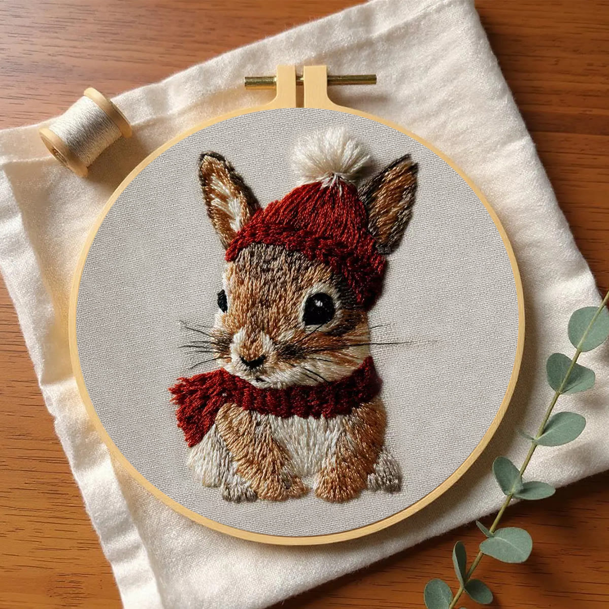 Rubbyoo Embroidery Kit - Christmas Bunny | Cute Animal Carft | Gift For Holiday Decor  - image 6