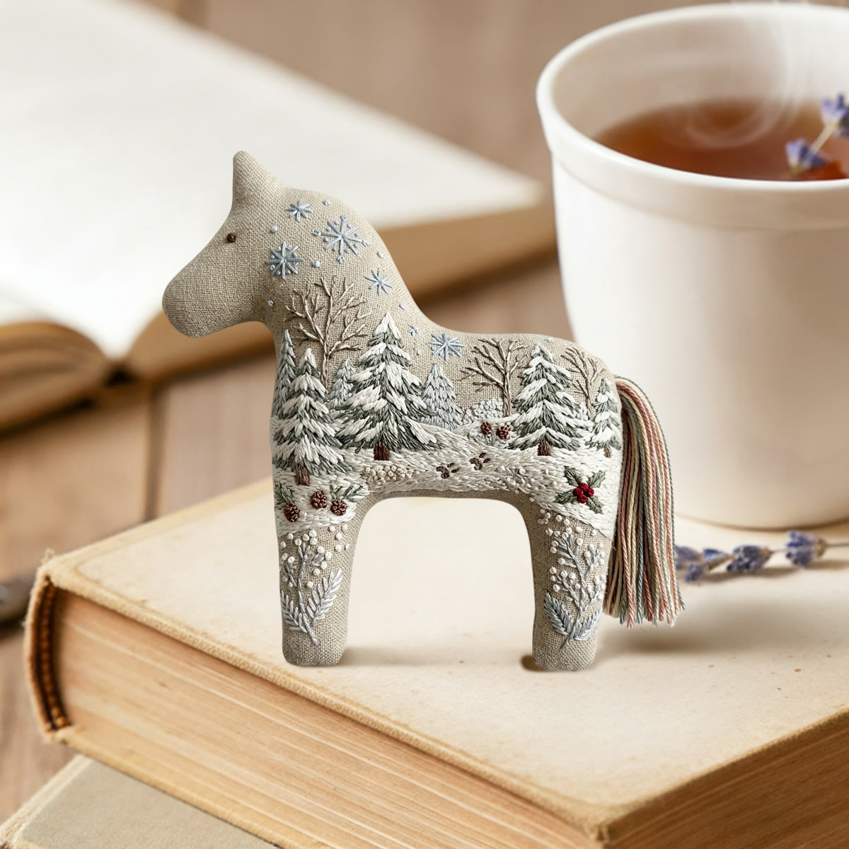 Rubbyoo Dala Horse Embroidery Kit - Scenic Snowy Landscape | Christmas Cozy Decor Gift | Easy Seasonal Needlework For Beginners - image 6