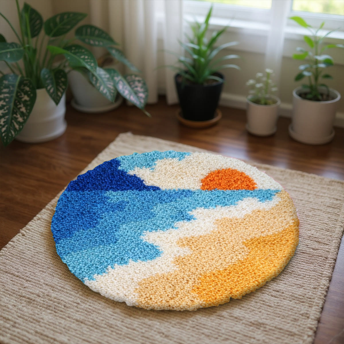 Rubbyoo Latch Hook Rug Kit - Beautiful Seaside | Handmade Colorful Mug | Full Kit For Starter - image 4