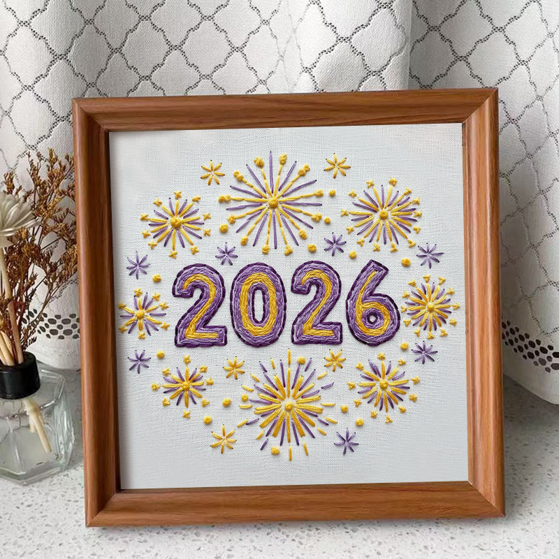 Rubbyoo Embroidery Kit - 2026 New Year | Diy New Year Collection | Perfect For Home Ornament - Embroidery Kit Plus An Extra Frame - image 10