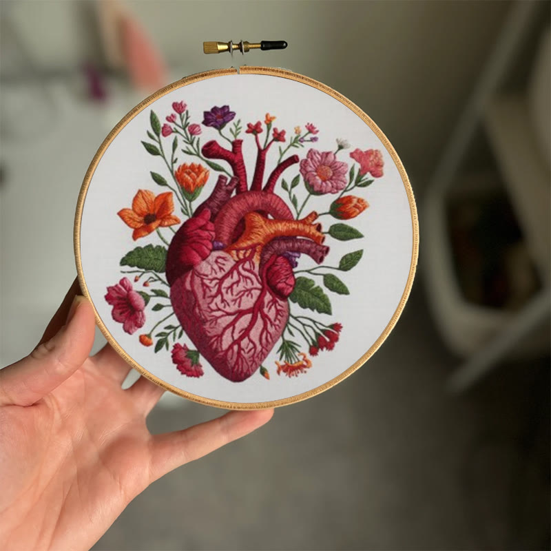 Rubbyoo Embroidery Kit - Anatomical Floral Heart | Handicraft For Wall Art | Unique Collection Gift - image 6
