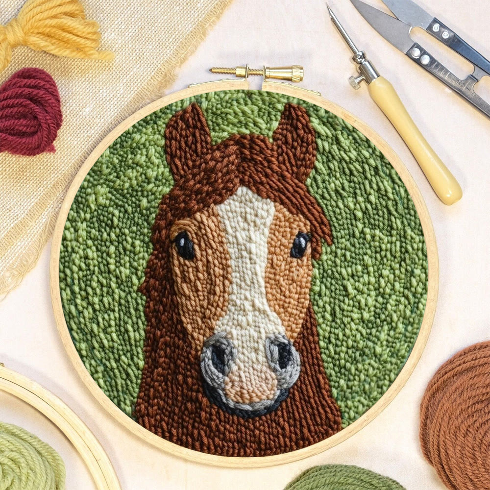 Brown Pony Punch Needle Kit - Lovely Animal Handicraft | Creative Festival Gift  - image 10