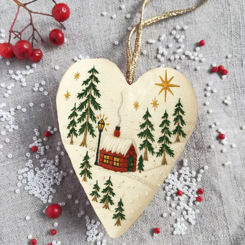 Rubbyoo Heart Embroidery Kit - Shining Night | Christmas Host Gift | Perfect Home Decor - image 4