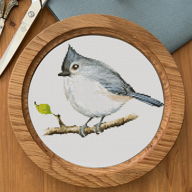  Cross Stitch Kit - Little Tufted Titmouse | Sewing Animal Craft | Living Room Ornament - image 4