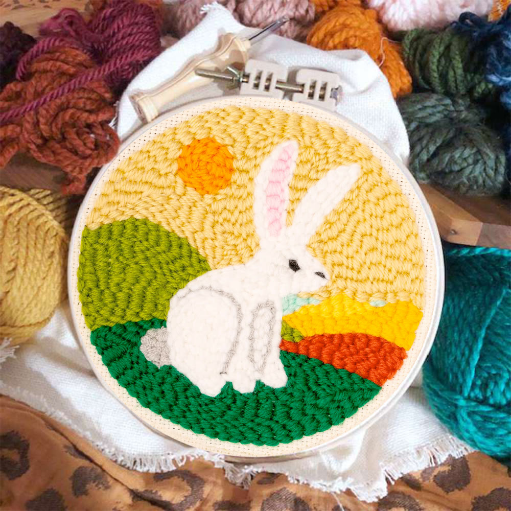 Sunny Meadow White Bunny Punch Needle Kit - Quick Craft | Springtime Highlight - image 3