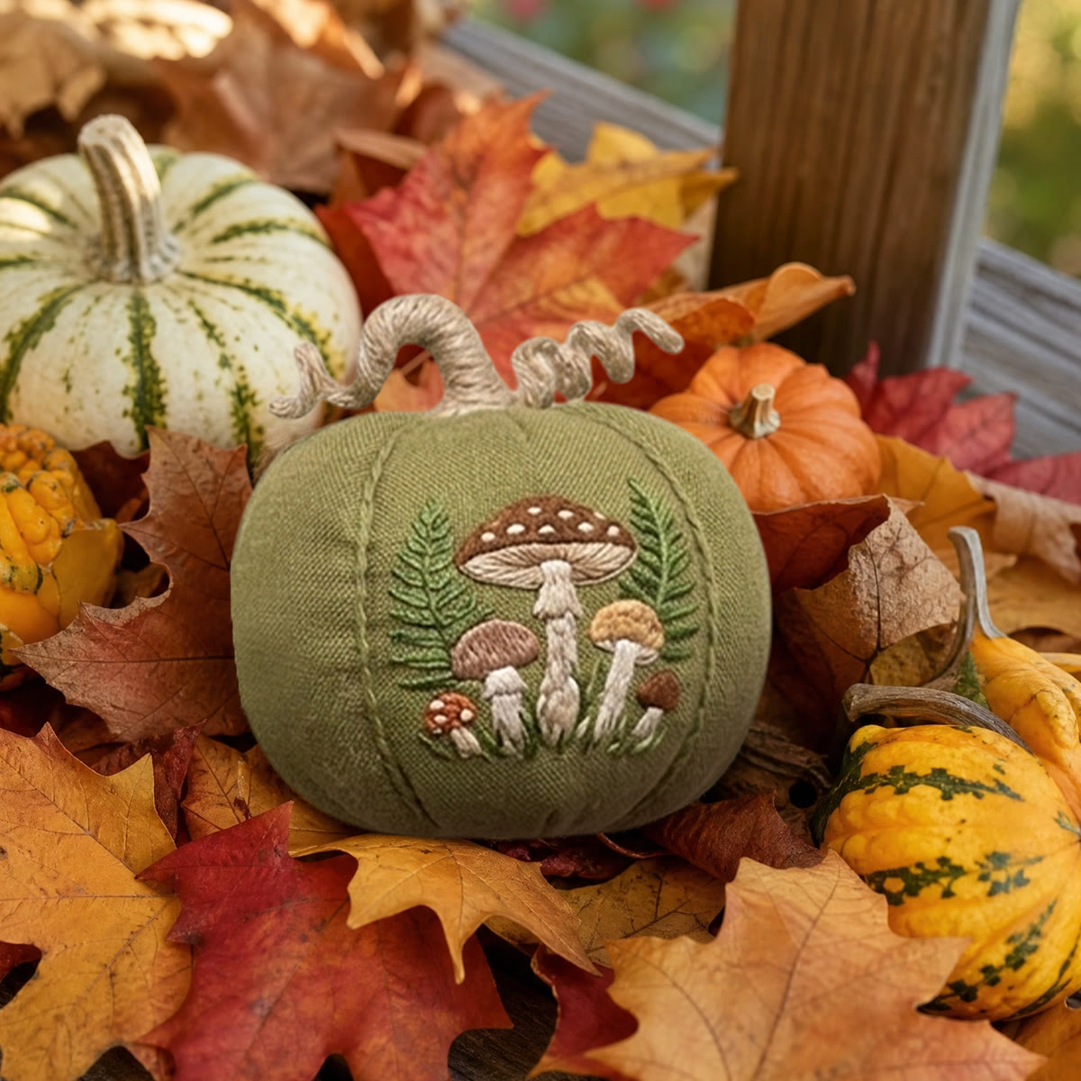 Rubbyoo Halloween Pumpkin Embroidery Kit - Botanical Collection | Artistic Festival Garden Accent | Exquisite Flowers & Mushroom Pattern - image 10