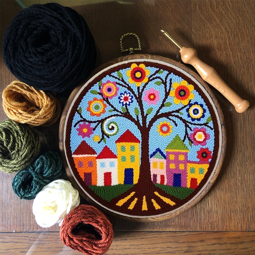  Whimsical Tree Punch Needle Kit - Diy Punch Needle Coaster | Creative Sewing Craft | Colourful Home Ornament - image 2