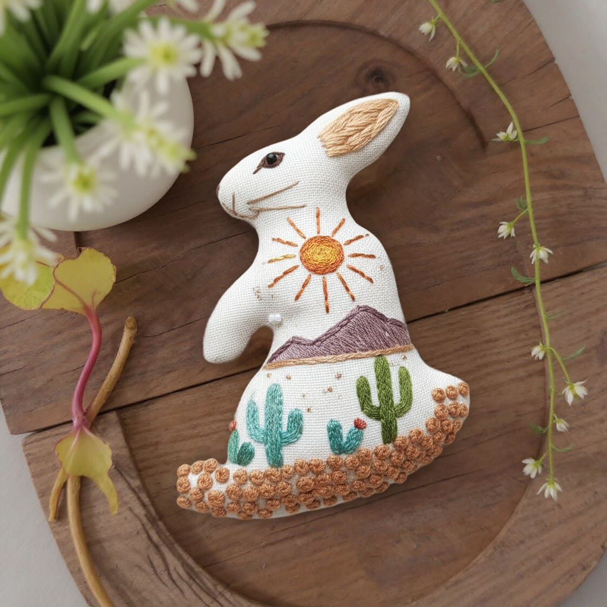 Rubbyoo Rabbit Embroidery Kit - Sun In Desert | Easy Handmade Stitch | Unique Handmade Pendants - image 7