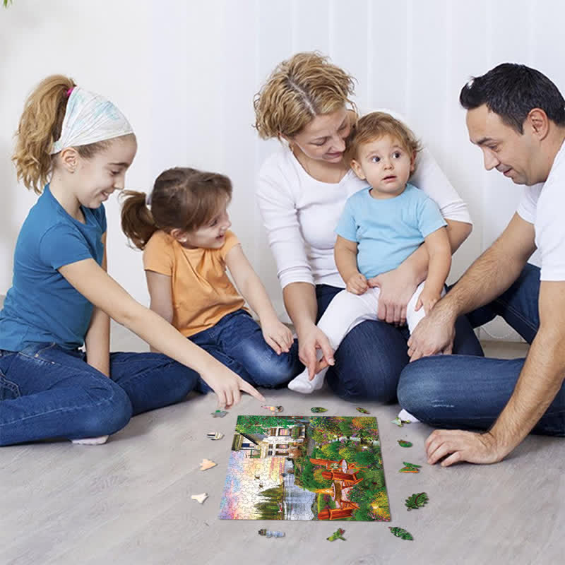 Rubbyoo My Happy Place Harbor House  - Wooden Jigsaw Puzzle