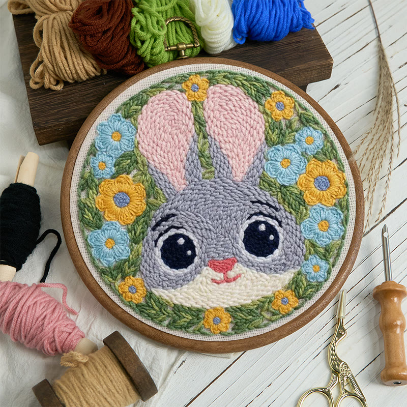 Floral Wreath Bunny Punch Needle Kit - Delightful Diy | Heartwarming Gift Pick - image 11