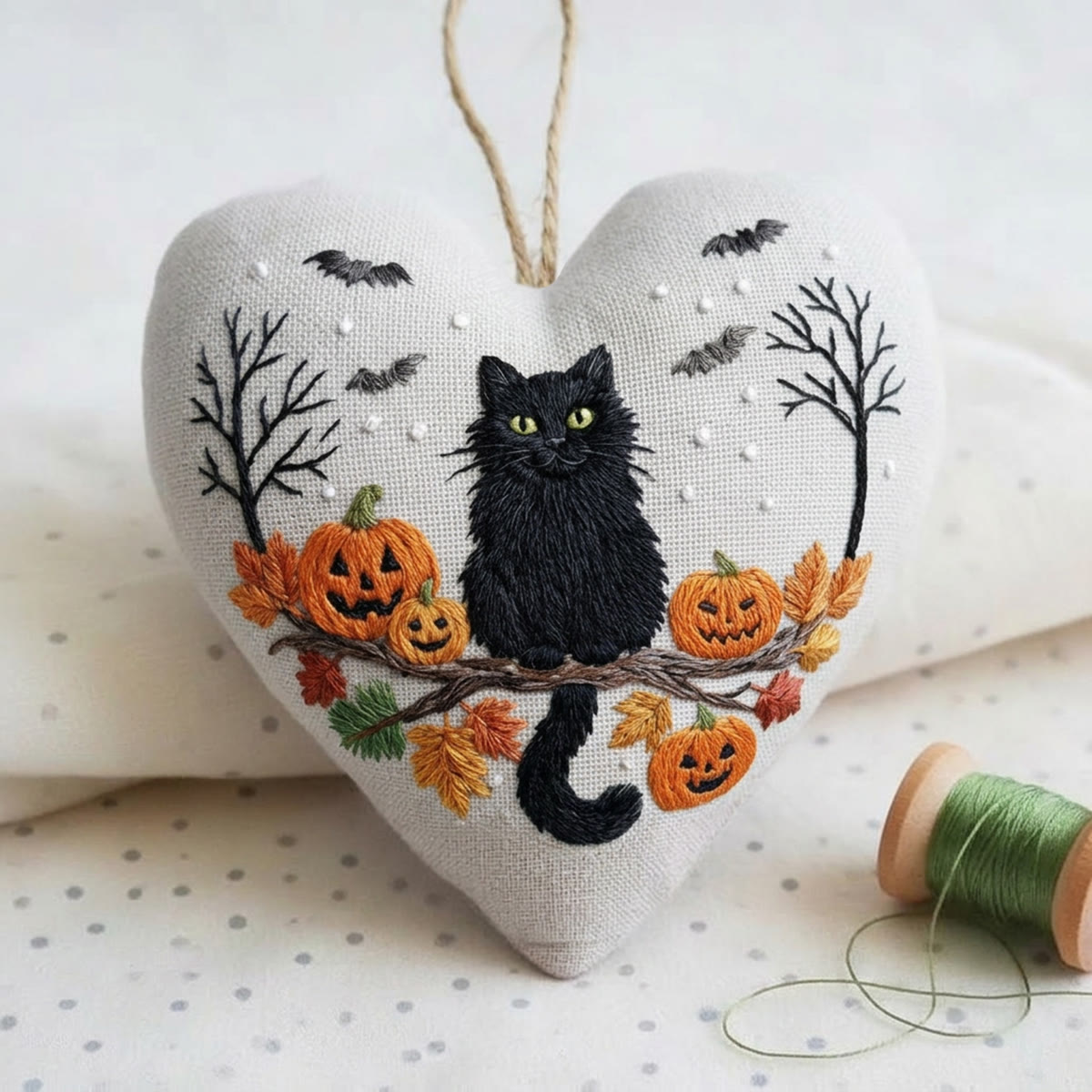 Rubbyoo Heart Embroidery Kit - Black Cat And Pumpkin | Happy Halloween Handicraft | Diy Holiday Needlepoint - image 5