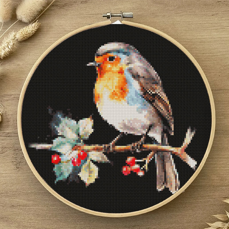  Cross Stitch Kit - Winter Robin Bird | Christmas Handmade Artwork | Christmas Needle Gifts - image 6