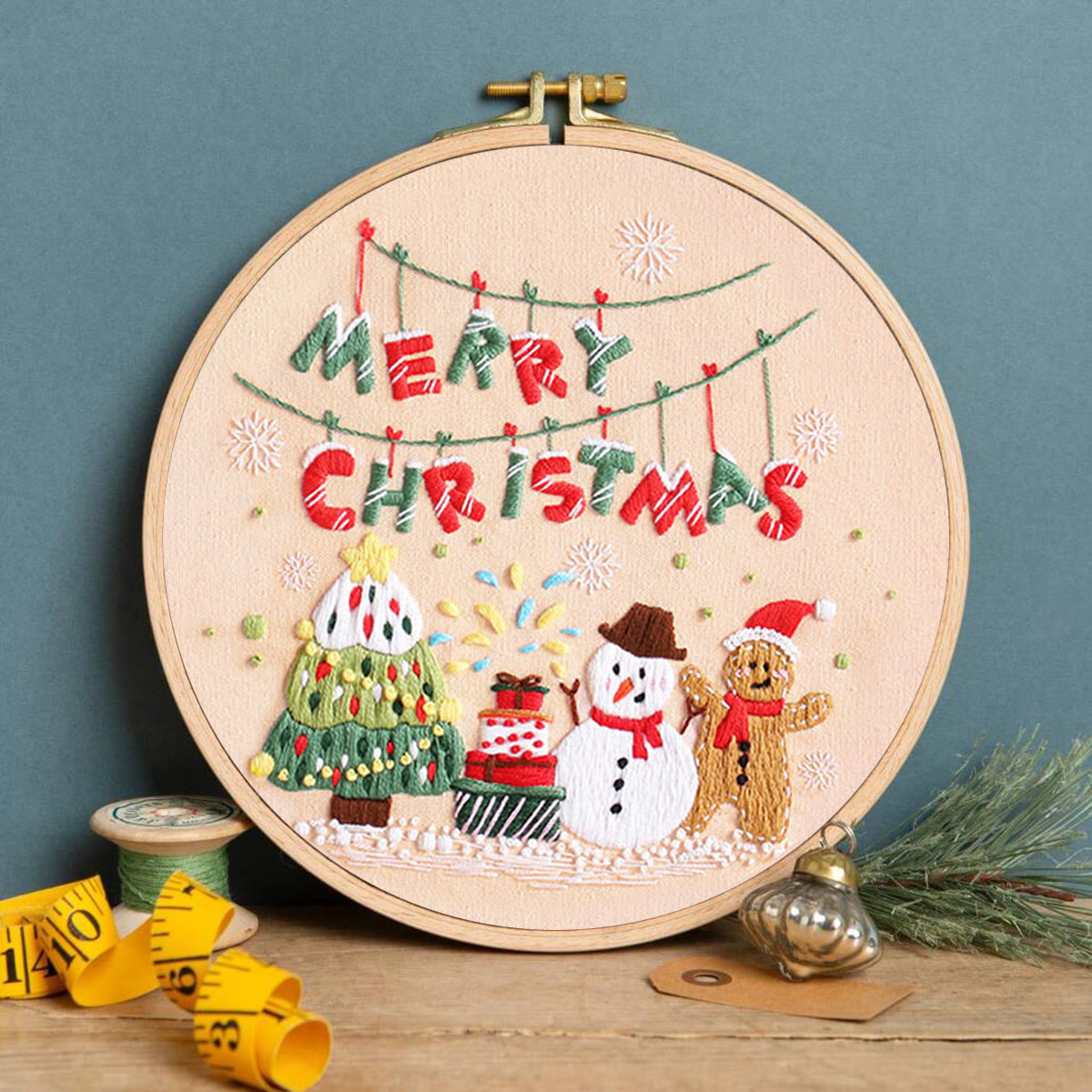 Rubbyoo Embroidery Kit-Snowman Gingerbread Man Christmas Tree - image 6