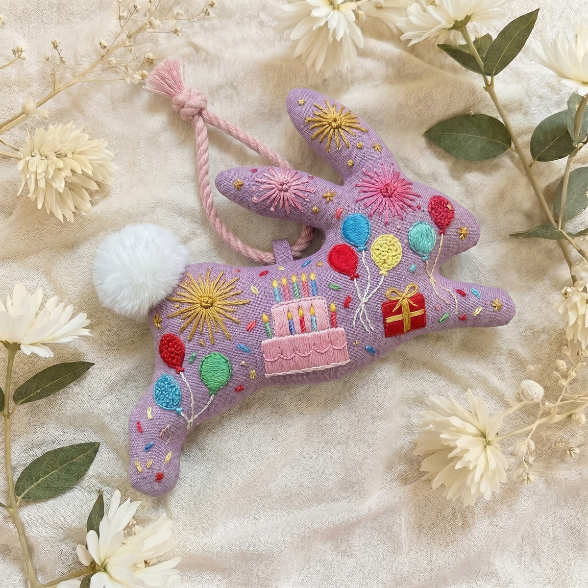 Rubbyoo Rabbit Embroidery Kit - Birthday Party | Bright Color Cartoon Pattern | Unique Needlework Birthday Gift  - image 3