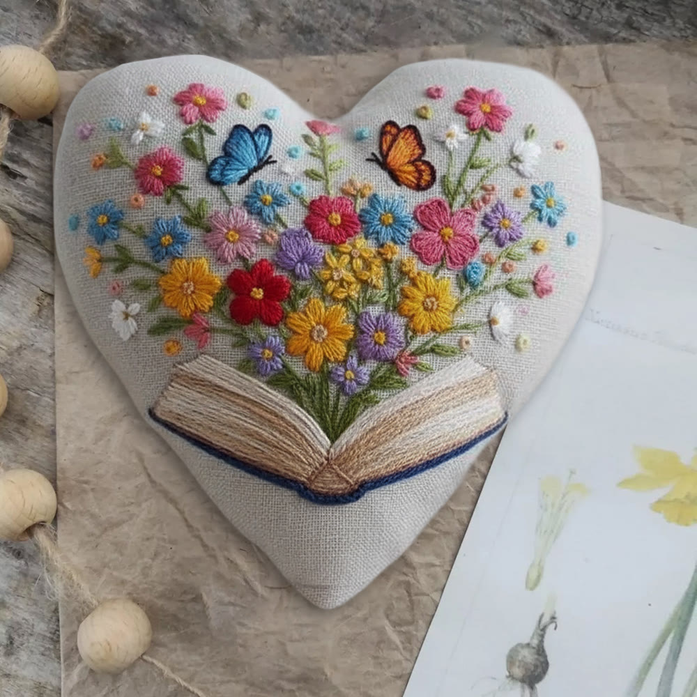 Rubbyoo Heart Embroidery Kit - Floral Book | Diy Stitch Art | Nice Gift For Book Lovers  - image 5