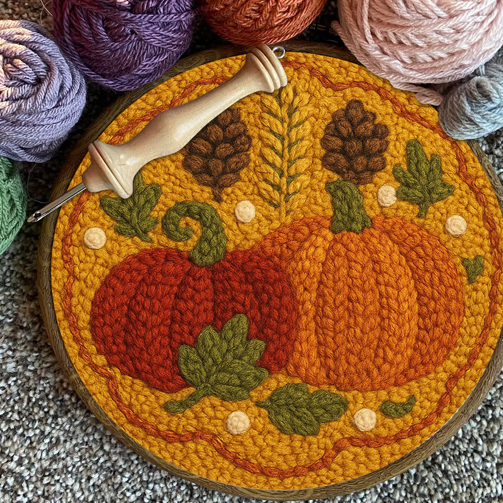  Autumn Pumpkin Punch Needle Kit - Halloween Vibes Handicraft | Unique Thanksgiving Gifts | Diy Home Decor   - image 9