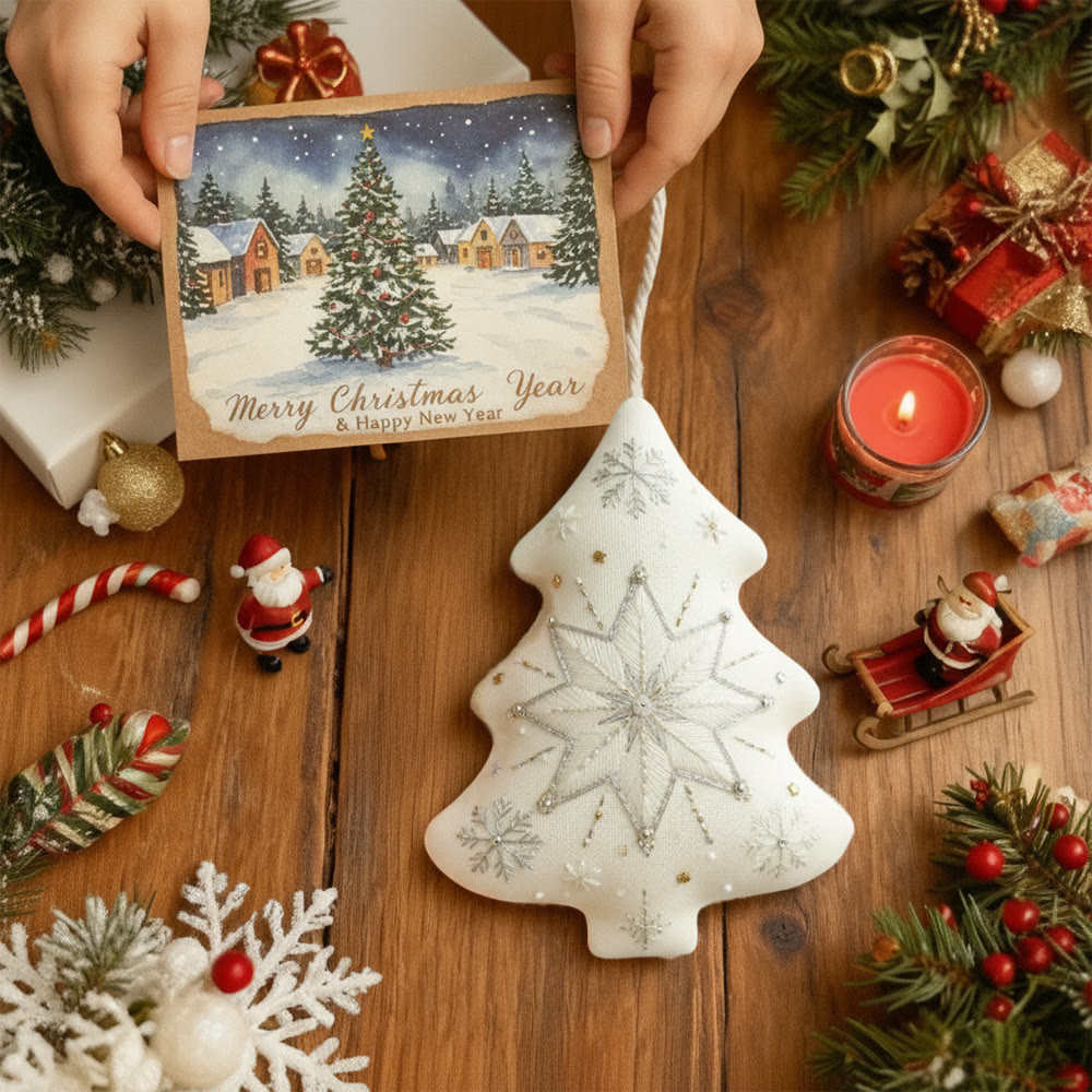 Rubbyoo Tree-shaped Embroidery Kit - Snowflake | Christmas Wall Decoration | Diy Winter Art - image 9