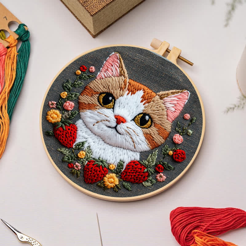 Rubbyoo Embroidery Kit - Strawberry Cat - image 4