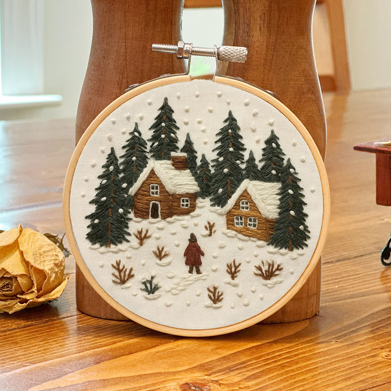Rubbyoo Embroidery Kit - Snowy Town | Winter Landscape Craft | Christmas Handmade Decor  - image 8