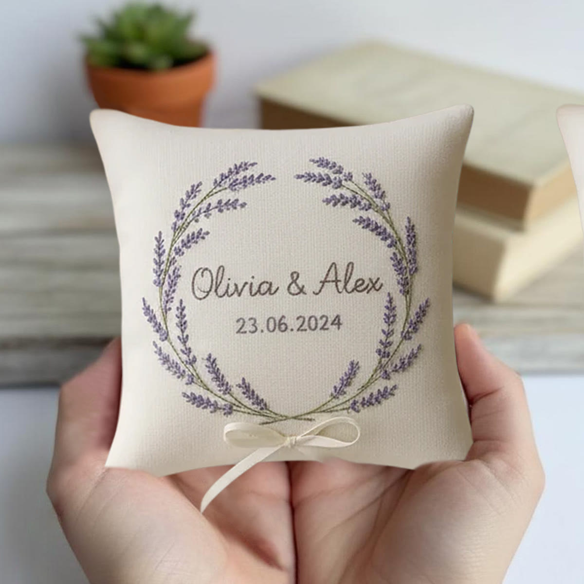 Rubbyoo Personalized Ring Bearer Pillow Embroidery Kit - Lavender Wreath Decor | Beginner-friendly Project | Top Gifting Choice - image 7