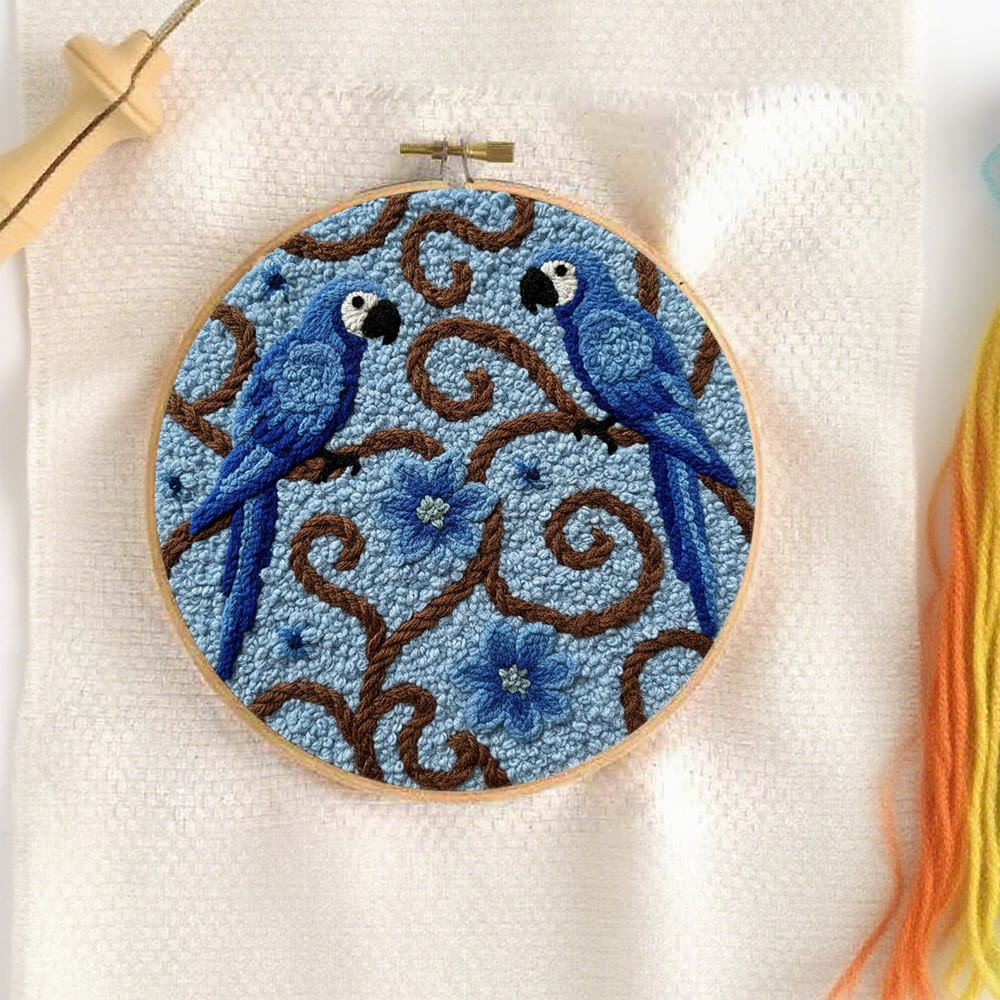 Blue Macaw Vine Floral Punch Needle Kit – Creative Handmade Diy Project | Exquisite Decorative Ornament - image 6